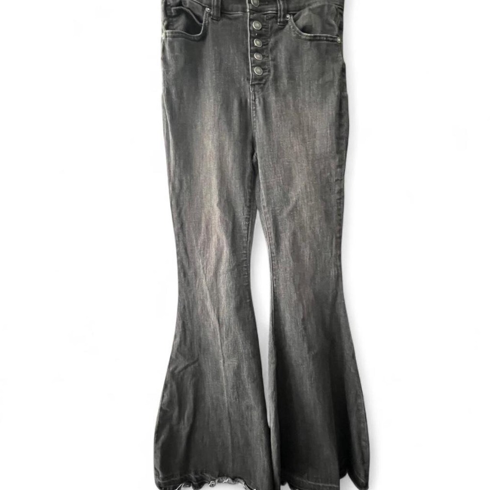 We the Free Faded Black High-Waist Bell Bottom Jeans Button Fly Women's 29